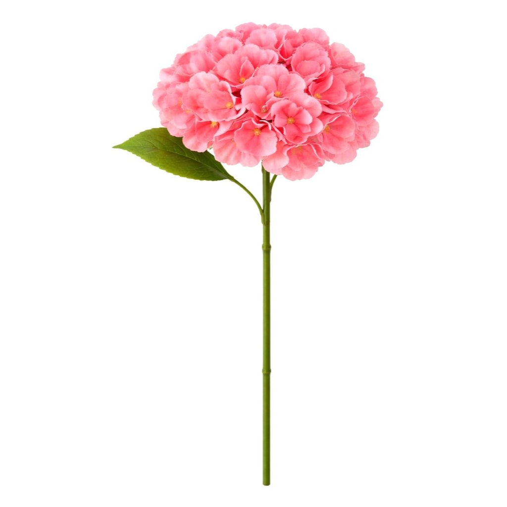 Coral Pink Hydrangea Stem Faux Flower 12 Inch Artificial Hydrangea Bloom 6 Inch Floral Head Wedding Decor Arrangement Centerpiece