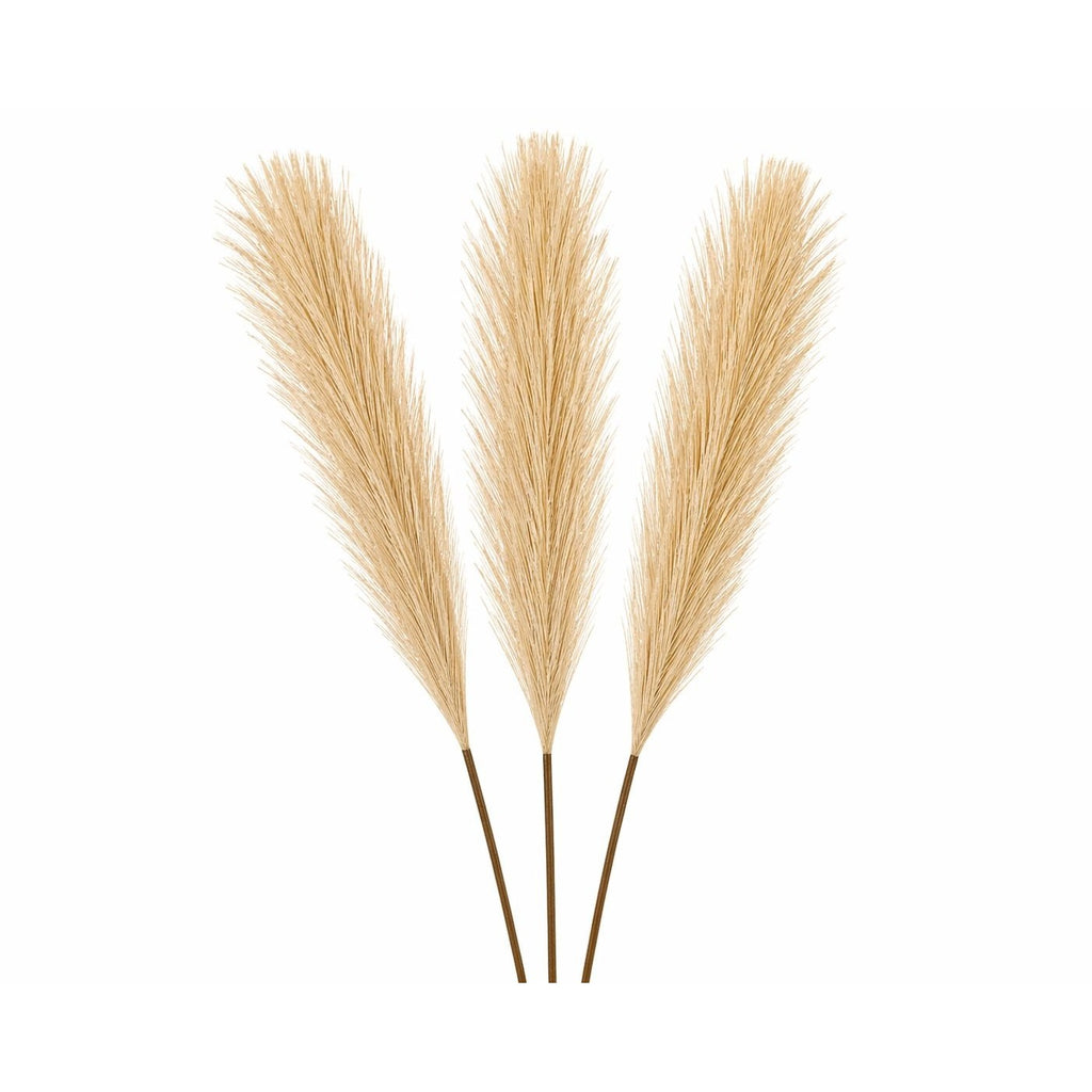 Wheat Beige Pampas Grass 3 Stem Faux Pampas Golden Beige Boho Decor Neutral Vase Filler Farmhouse Floral Stems Minimalist Decor