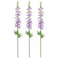 Lavender Artificial Delphinium Stems Set of 3, 40-Inch Faux Larkspur