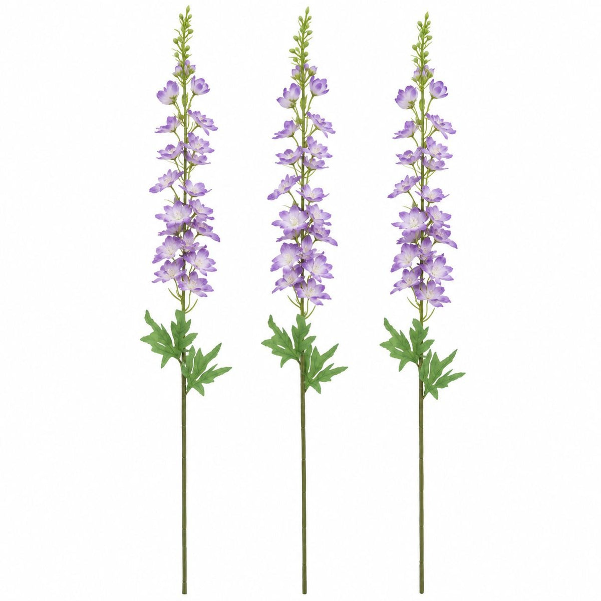 Lavender Artificial Delphinium Stems Set of 3, 40-Inch Faux Larkspur