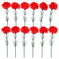 12 Red Artificial Carnation Stems, 14-Inch Faux Silk Christmas Flowers
