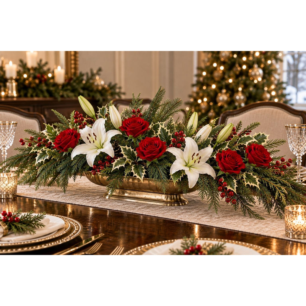 Artificial Bright Red Velvet-Touch Rose Stems, Set of 6, Faux Flowers