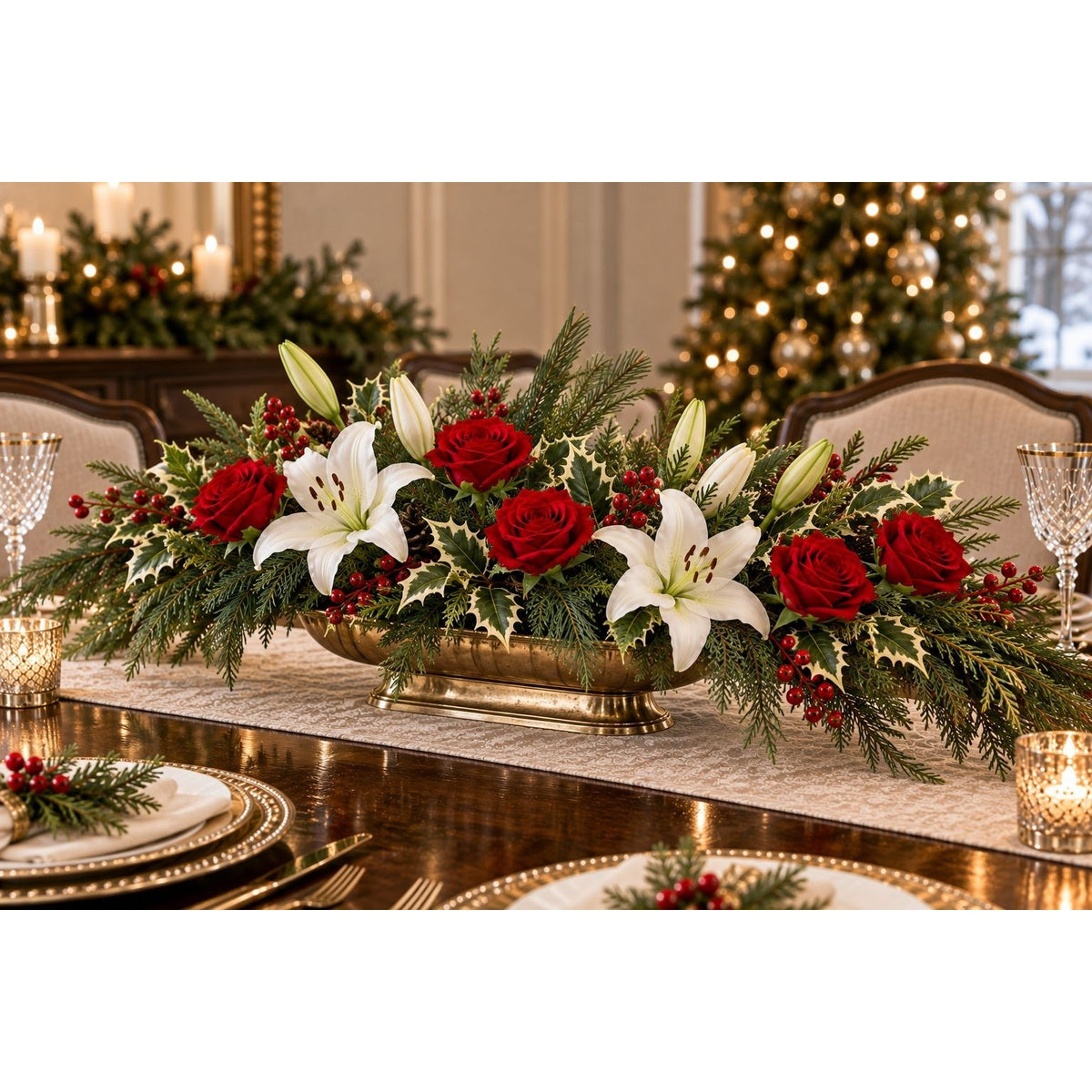 Artificial Bright Red Velvet-Touch Rose Stems, Set of 6, Faux Flowers