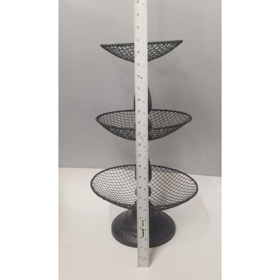 Black Metal 3 Tier Wire Basket Stand 21" Countertop Fruit Storage Organizer