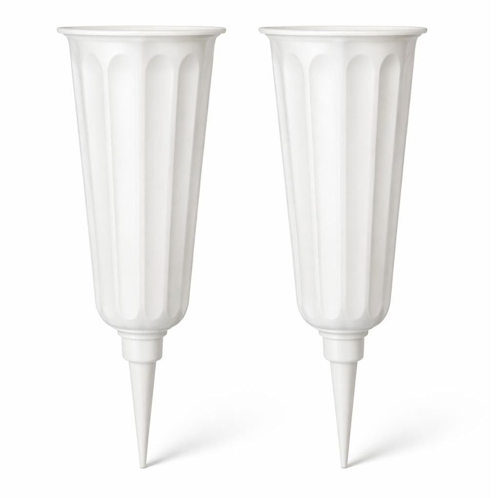 Cemetery Vase with Spike Grave Vase for Flowers White Memorial Vase Set