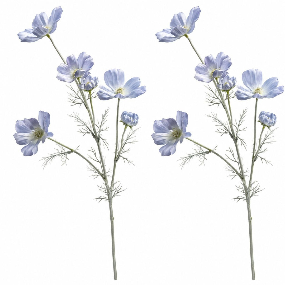 Dusty Blue Cosmos, 2 Stem Faux Wildflower Spray, Artificial Floral Filler, Cottage Garden Flowers, Western Floral Decor