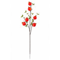 Artificial pomegranate branch with red fruits on a white background