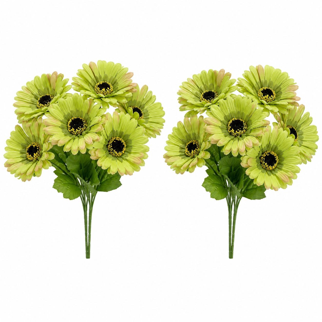 Set of 2 Green Gerbera Daisy Bushes Artificial Flowers Faux Floral Stems Spring Decor Cottagecore Decor French Country Wedding Flowers
