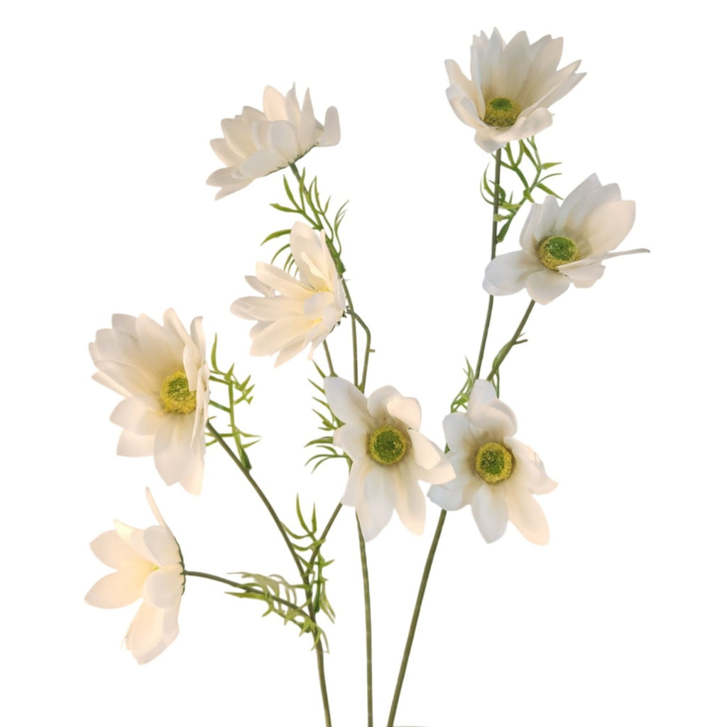 White Artificial African Daisy Stems Set of 3, 25 Inch Real Touch Flowers