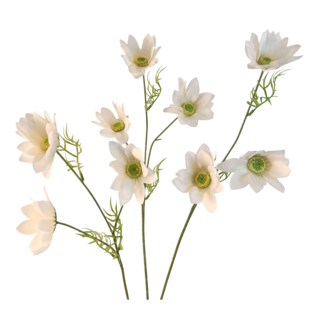 White Artificial African Daisy Stems Set of 3, 25 Inch Real Touch Flowers