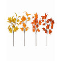 Artificial Fall Maple Leaf Stems Set of 4, 15 Inch Orange Yellow Autumn Branches, Wired Silk Foliage Decor