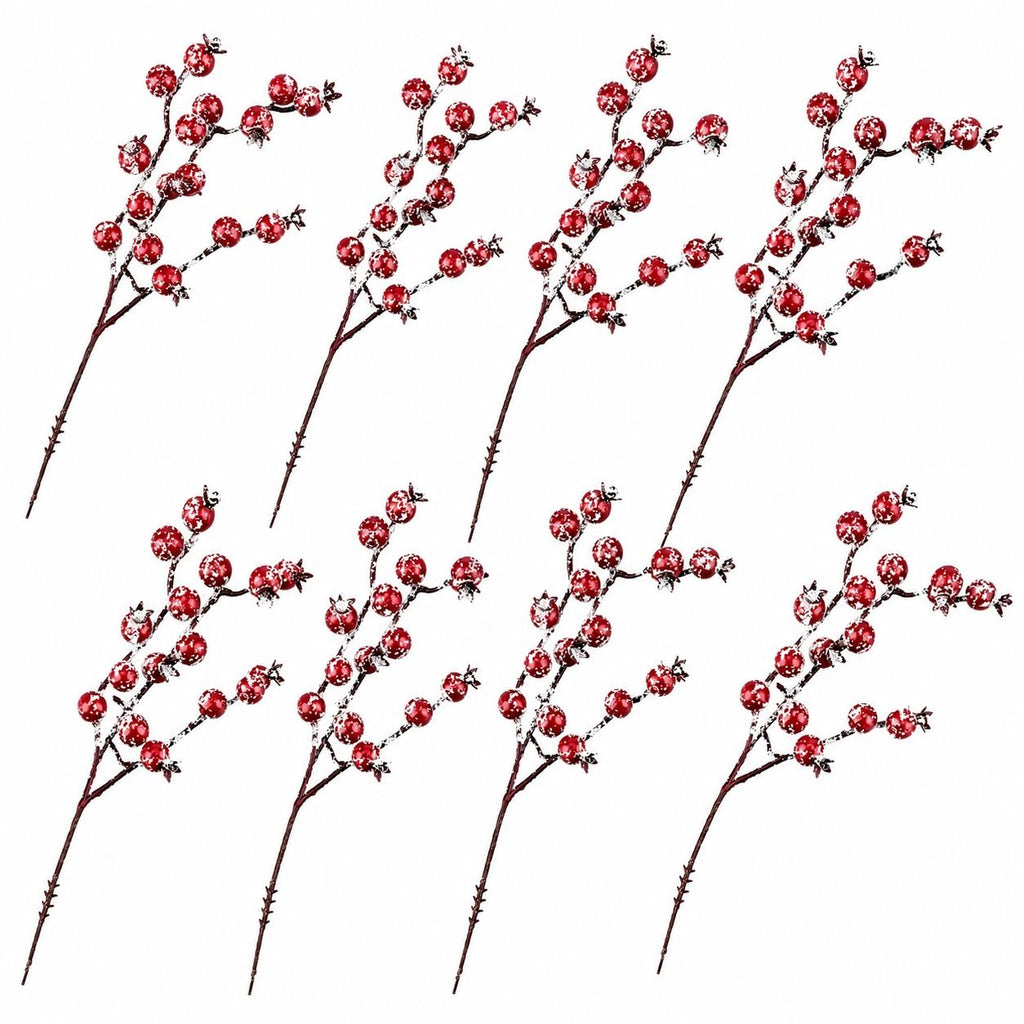 Red berry branches on a white background