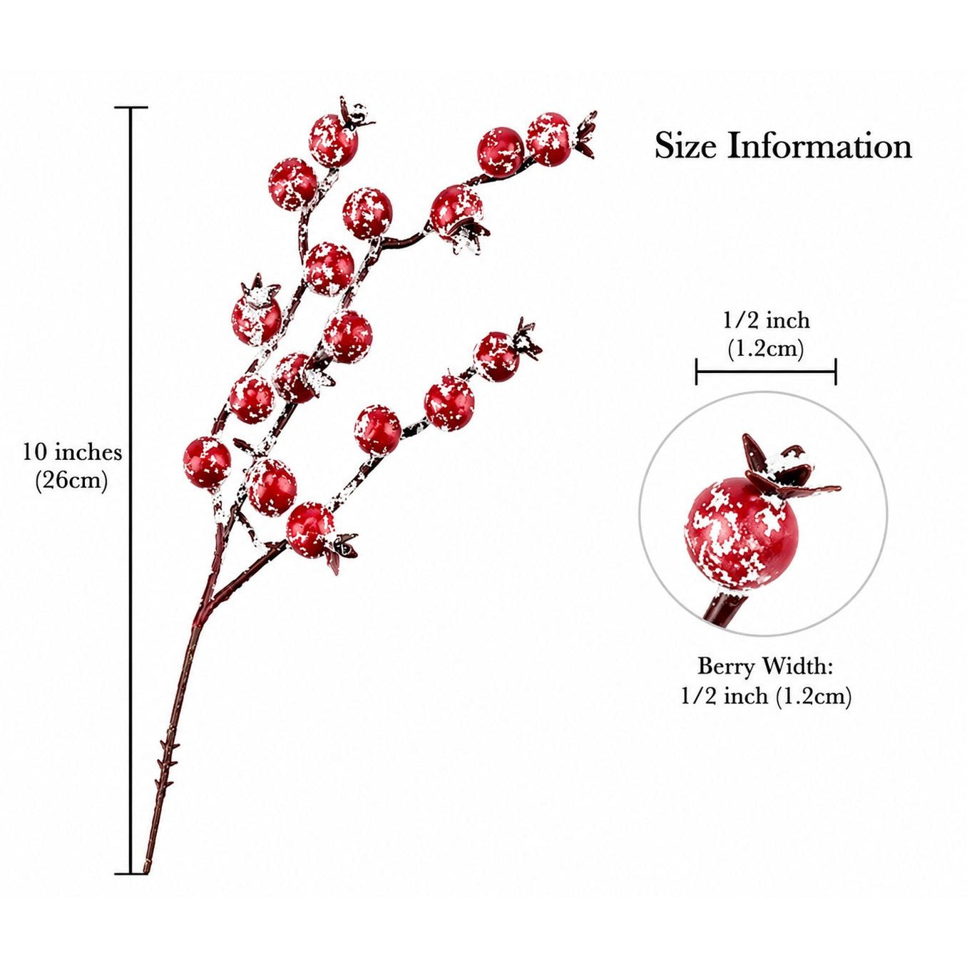 8 Frosted Red Berry Picks Winter Berry Stems Christmas Decor Faux Berry Branches Holiday Craft Picks Rustic Farmhouse Decor Vase Filler