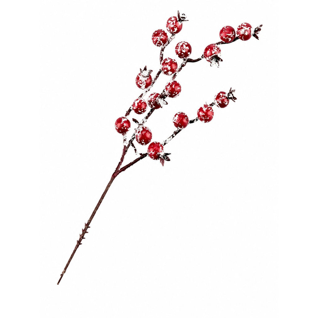 8 Frosted Red Berry Picks Winter Berry Stems Christmas Decor Faux Berry Branches Holiday Craft Picks Rustic Farmhouse Decor Vase Filler