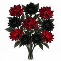 Black and Red Artificial Mum Bouquet, 10 Stems, Gothic Wedding Decor