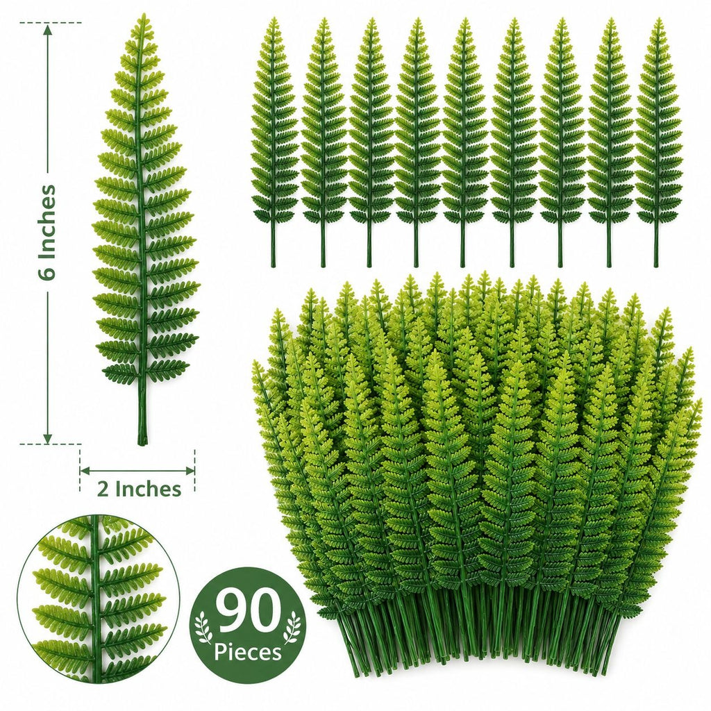 90 Piece Artificial Fern Leaves Greenery Filler Faux Fern Picks Wedding Centerpiece Greenery Floral Supplies