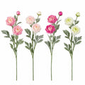 Faux Ranunculus Stems Pink Cream White Green Artificial Flower Bundle Wedding Bouquet Centerpiece Wreath French Country Decor