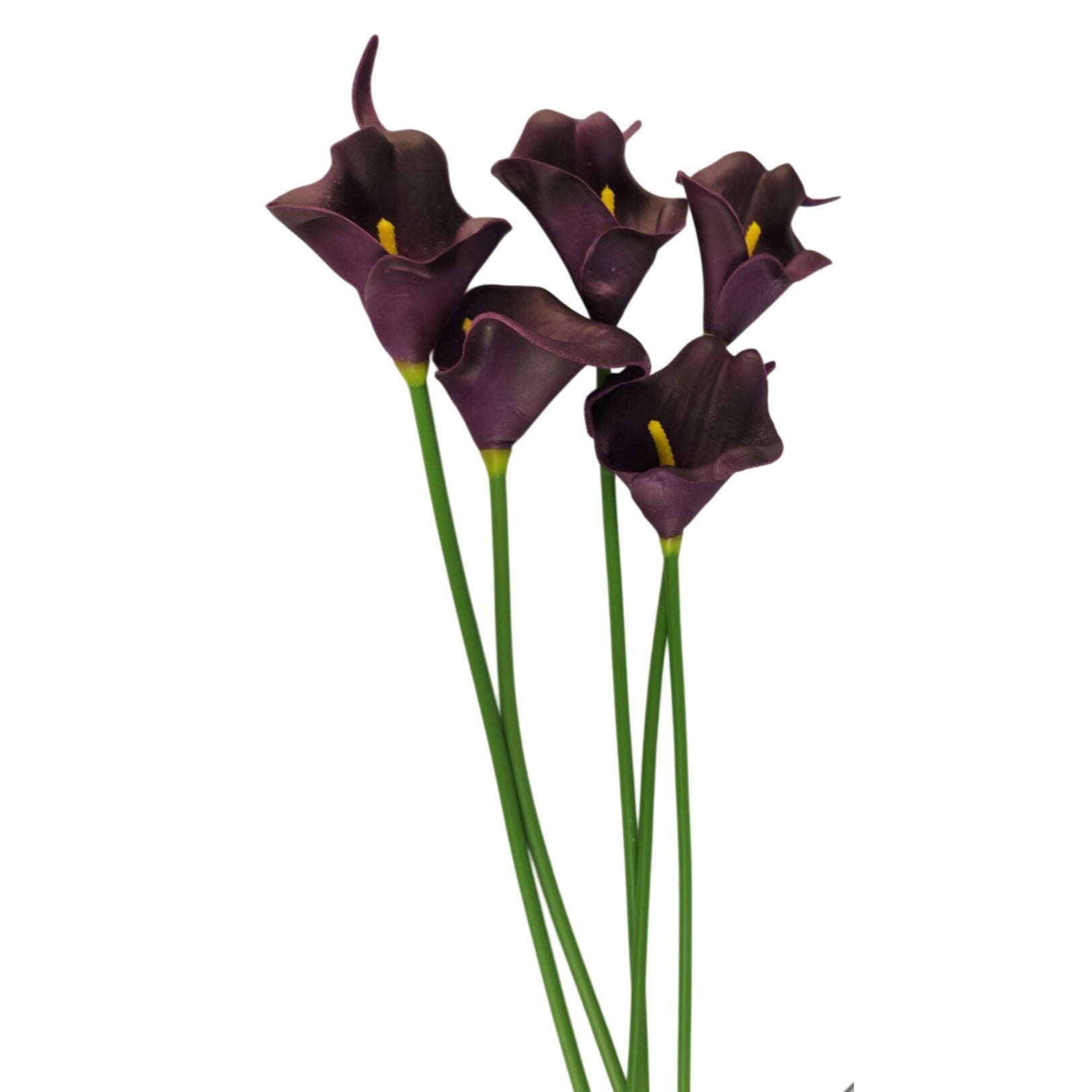 Eggplant Faux Calla Lily Stems 15 Inch Wedding Artificial Flowers Moody Event Decor
