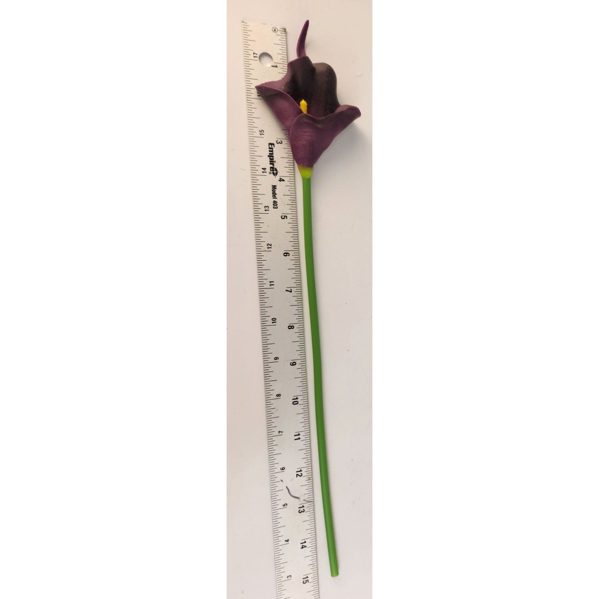 Eggplant Faux Calla Lily Stems 15 Inch Wedding Artificial Flowers Moody Event Decor
