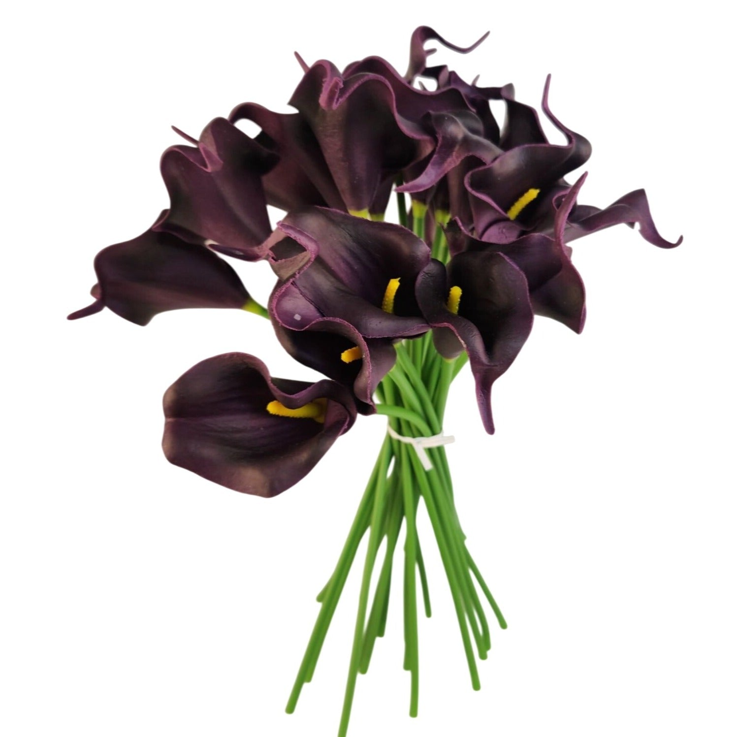 Eggplant Faux Calla Lily Stems 15 Inch Wedding Artificial Flowers Moody Event Decor