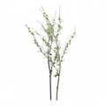 2 artificial white blossom branch stems on pure white background