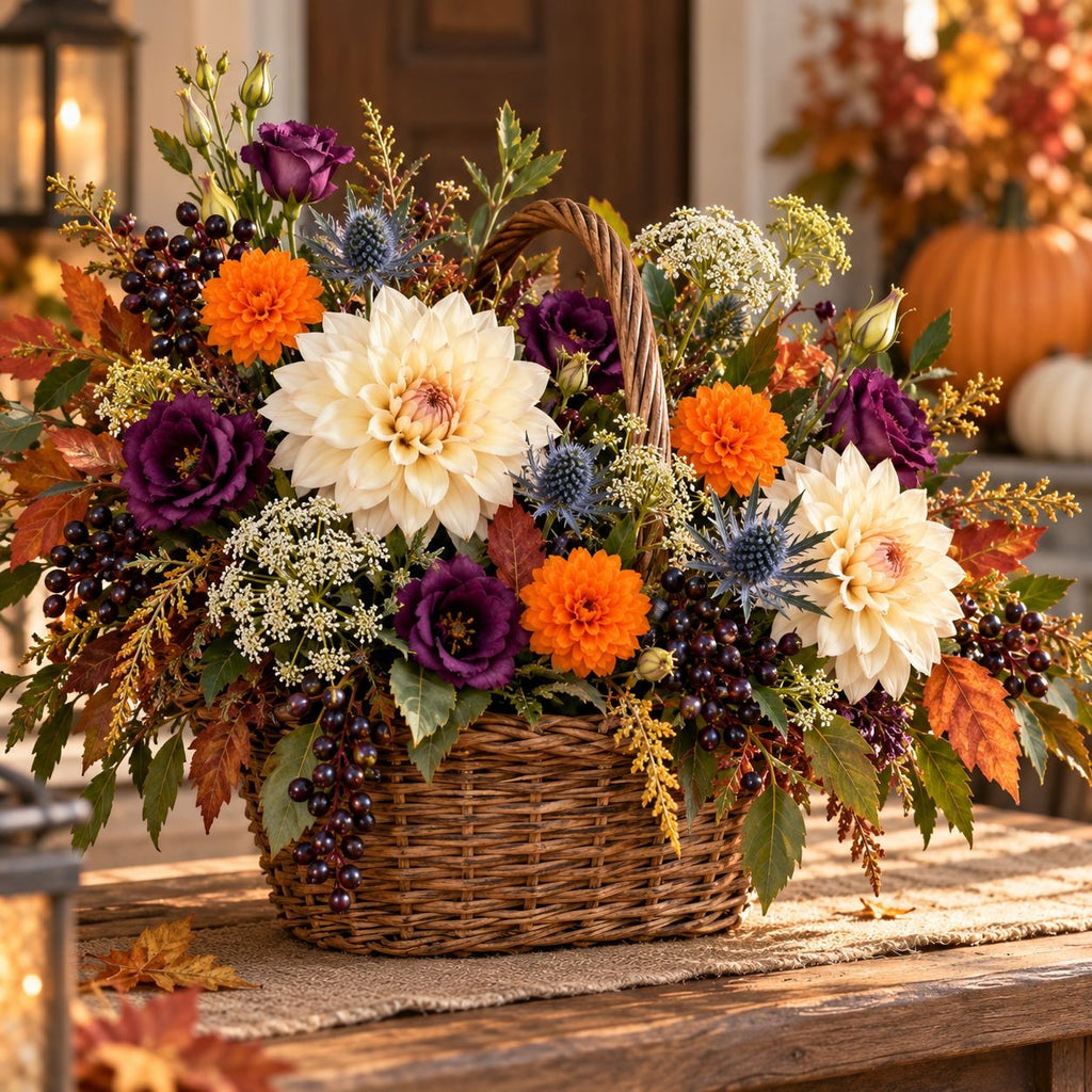 Faux Orange Mini Pom Pom Mums, Set of 4, 10 Inch, Pumpkin