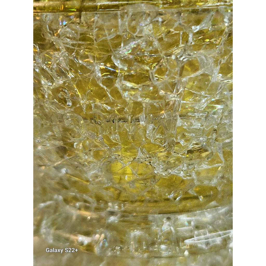 Set of 2 Upcycled Glass Insulator Candle Holders and Bud Vases, Yellow Crackle Glass, Vintage Handcrafted