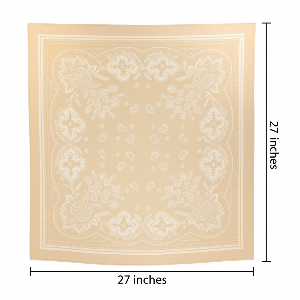27x27 Inch Measurement Diagram - Beige Paisley Scarf