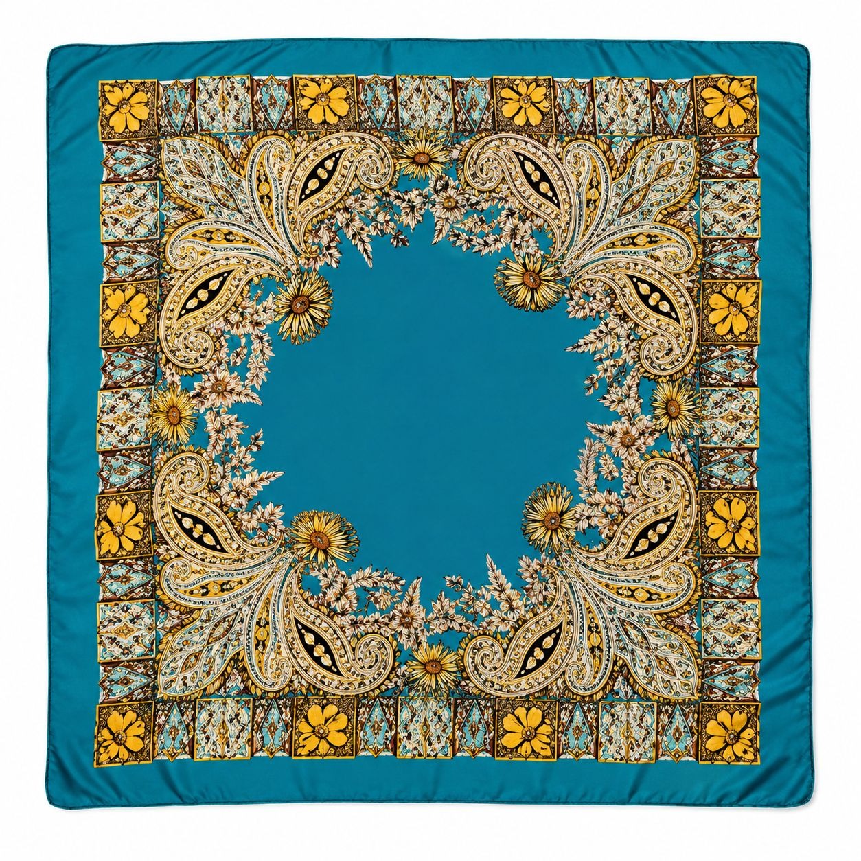 Turquoise Paisley Wild Rag Scarf 35x35 Satin Western Cowgirl Scarf Rodeo Boutique Fashion