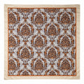 Cream Gray Rust Damask Wild Rag Scarf 35x35 Satin Polyester Western Cowgirl
