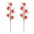 Coral Pink Artificial Silk Flower Stems Set of 2, 24 Inch Faux Floral Sprays