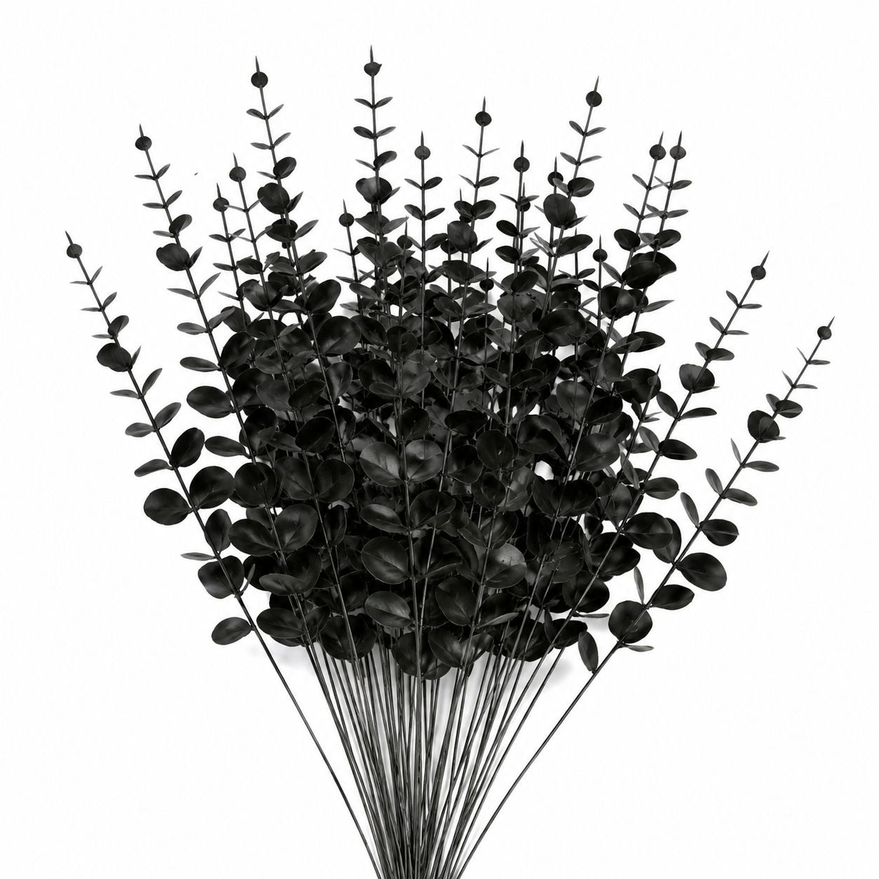 20 Black Eucalyptus Stems 14 Inch Faux Eucalyptus Picks Gothic Floral Stems Halloween Decor Wedding Greenery Vase Filler Wreath Supplies