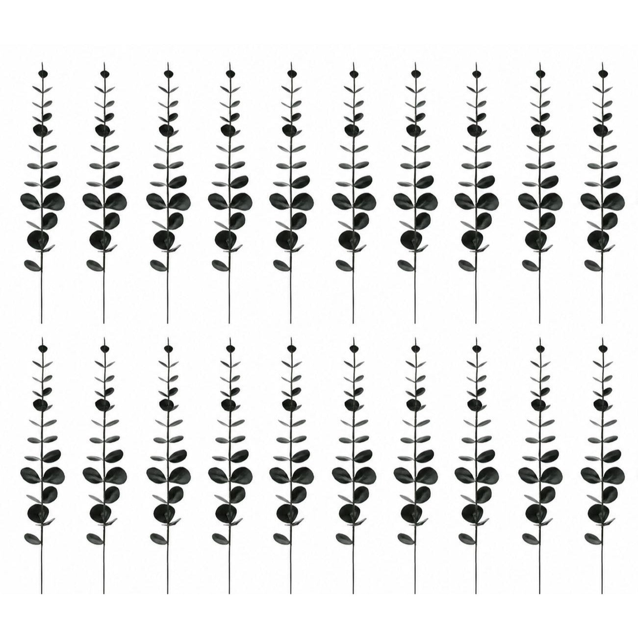 20 Black Eucalyptus Stems 14 Inch Faux Eucalyptus Picks Gothic Floral Stems Halloween Decor Wedding Greenery Vase Filler Wreath Supplies