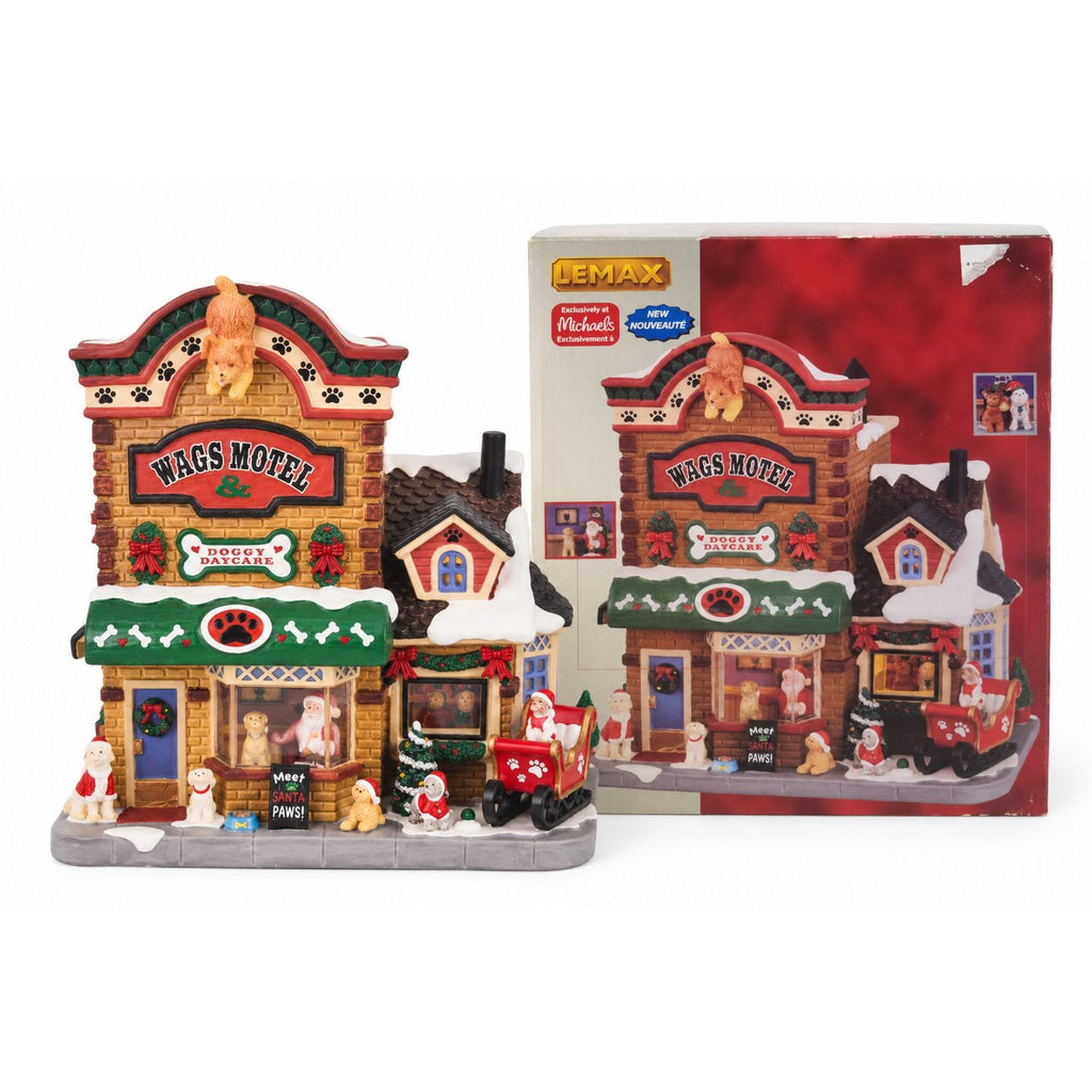 Lemax 2022 Wags Motel & Doggy Daycare, Lighted Porcelain Caddington Village