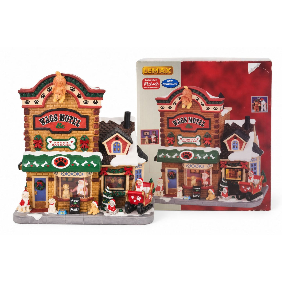Lemax 2022 Wags Motel & Doggy Daycare, Lighted Porcelain Caddington Village