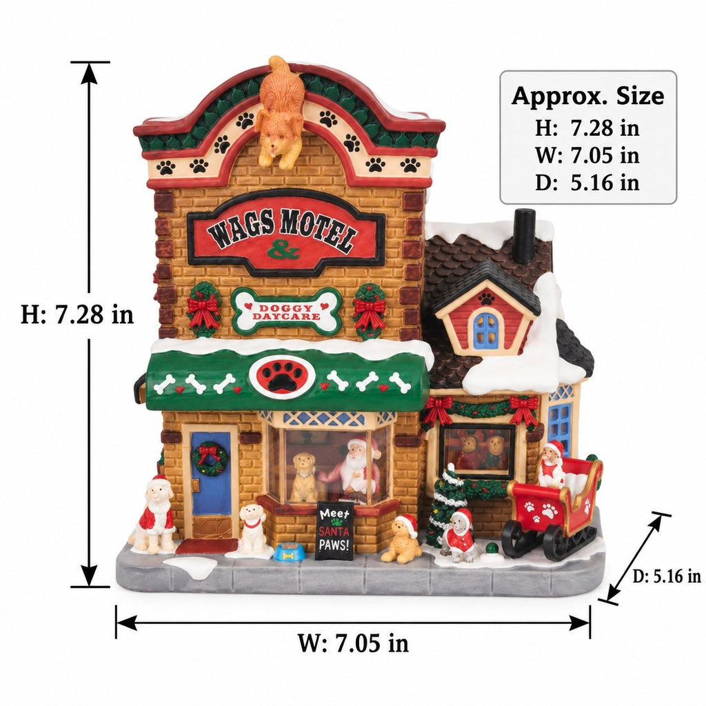 Lemax 2022 Wags Motel & Doggy Daycare, Lighted Porcelain Caddington Village
