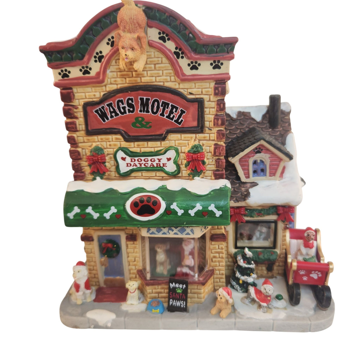 Lemax 2022 Wags Motel & Doggy Daycare, Lighted Porcelain Caddington Village