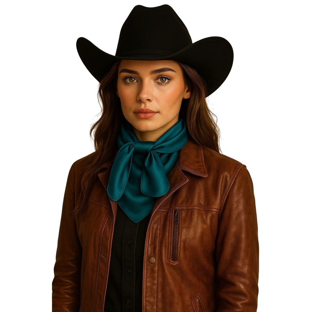 Teal Wild Rag Scarf 35x35" Satin Western Cowgirl Cowboy Bandana