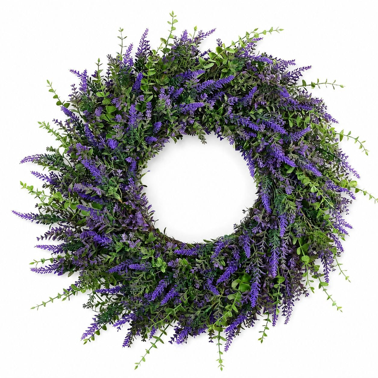 Lavender Greenery Wreath 20 Inch Faux Lavender Wreath French Country Cottagecore Farmhouse Door Wreath Purple Floral Wall Decor