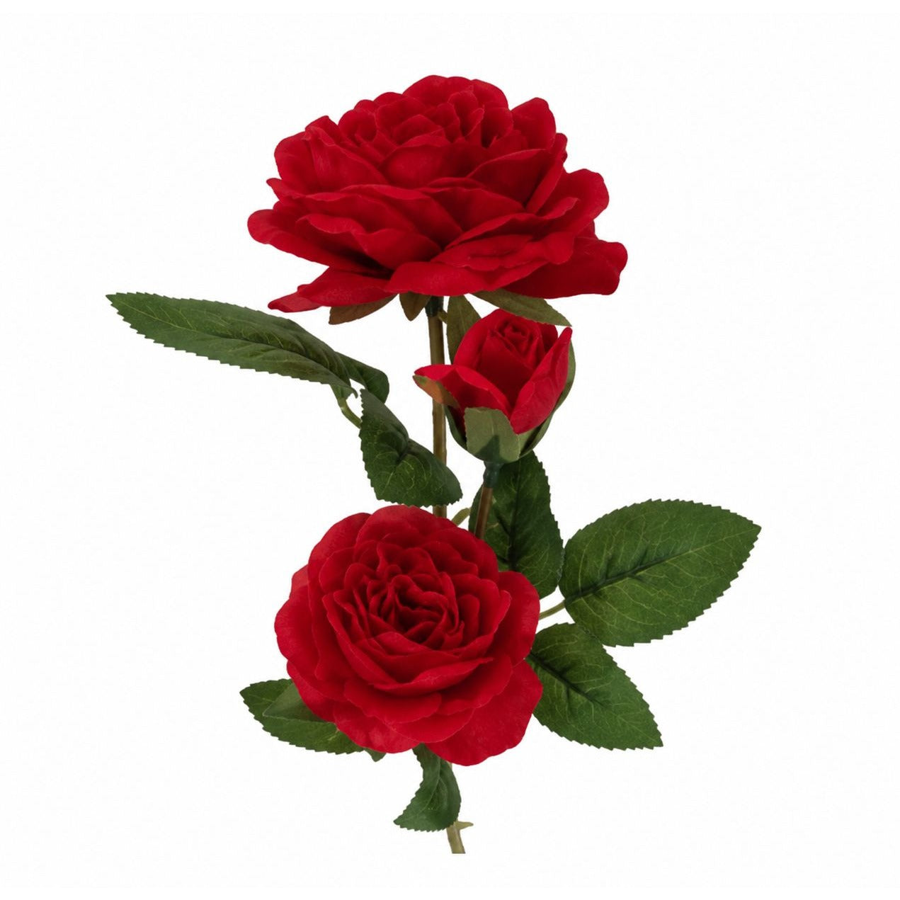 Red Garden Rose Stem Set of 3 Faux Roses Real Touch Open Bloom Floral Stem Wedding Decor Artificial Red Roses Cottagecore Decor