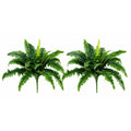 Set of 2 Faux Boston Fern Bushes 21 Inch Artificial Fern Greenery Bushes Realistic Indoor Outdoor Planter Filler Decor
