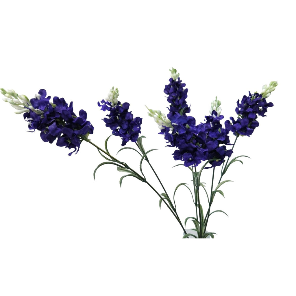 Artificial Purple Delphinium Stems Set of 2 Faux Larkspur Flowers Wedding Decor
