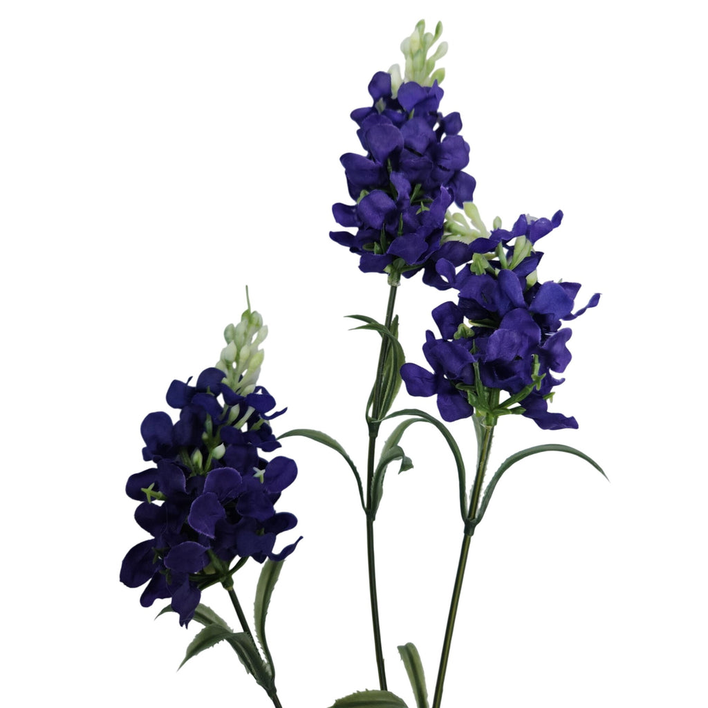 Artificial Purple Delphinium Stems Set of 2 Faux Larkspur Flowers Wedding Decor