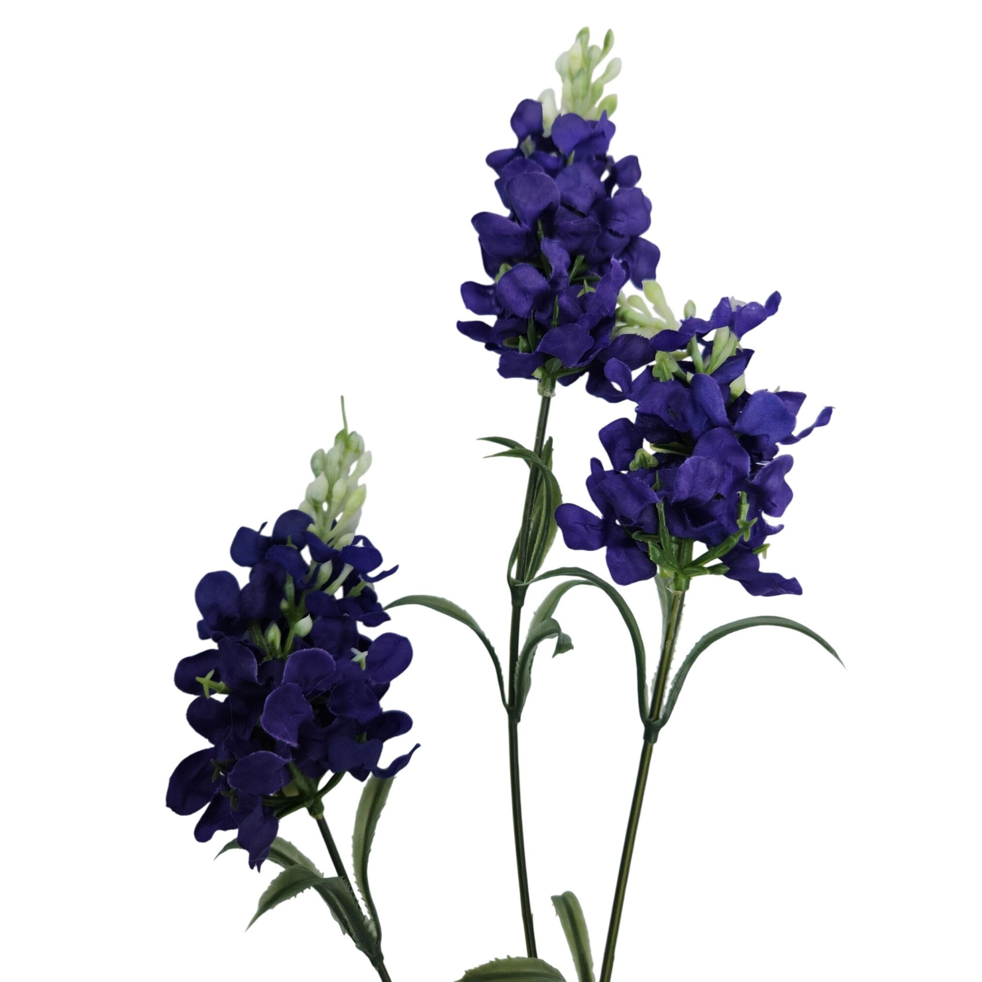 Artificial Purple Delphinium Stems Set of 2 Faux Larkspur Flowers Wedding Decor