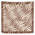 Brown Cream Zebra Print Satin Square Scarf 20x20 Hair Neck Head Wrap Designer Collection: Safari Wave
