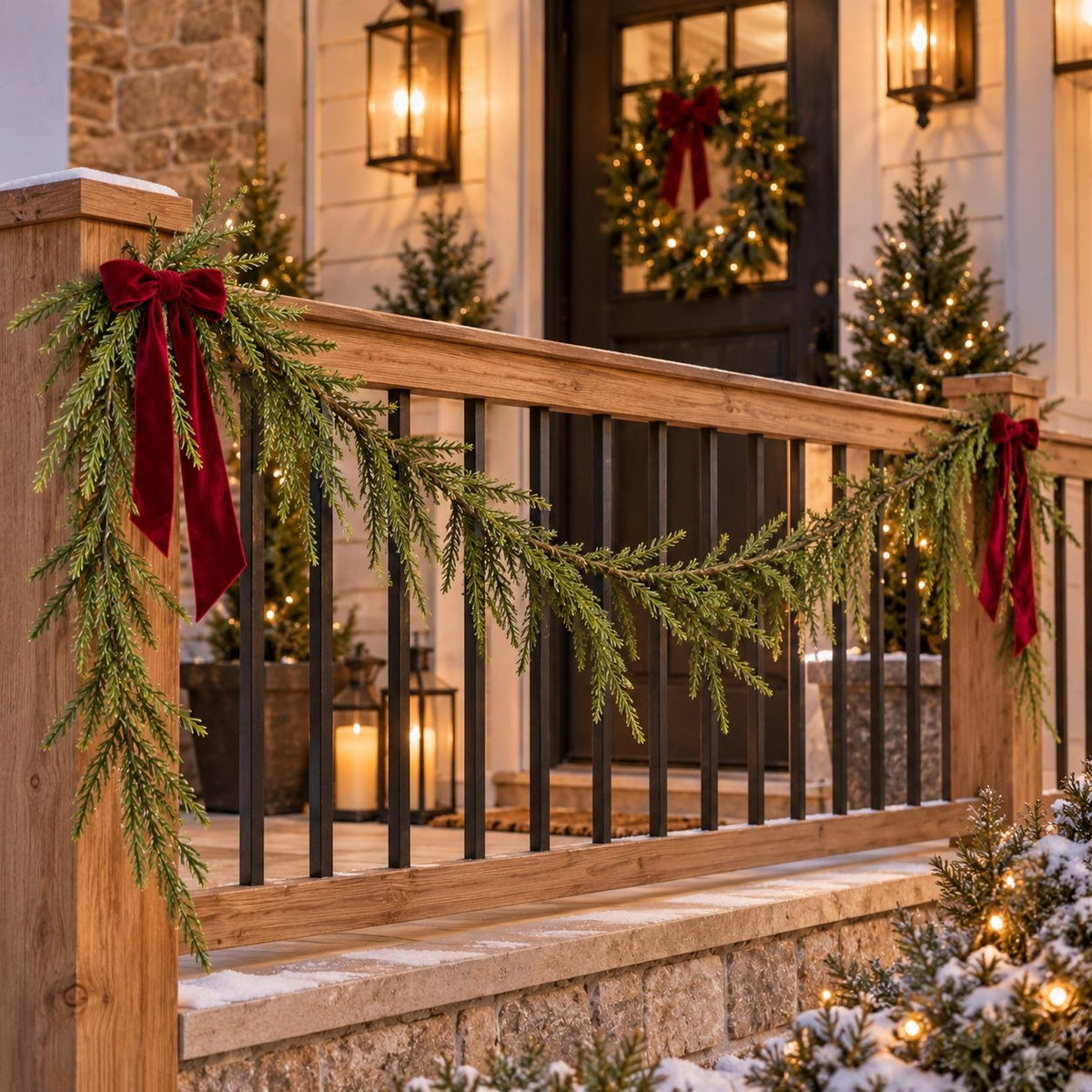 Faux Norfolk Pine Garland, 6 Ft Real Touch Greenery, Primitive Christmas Decor