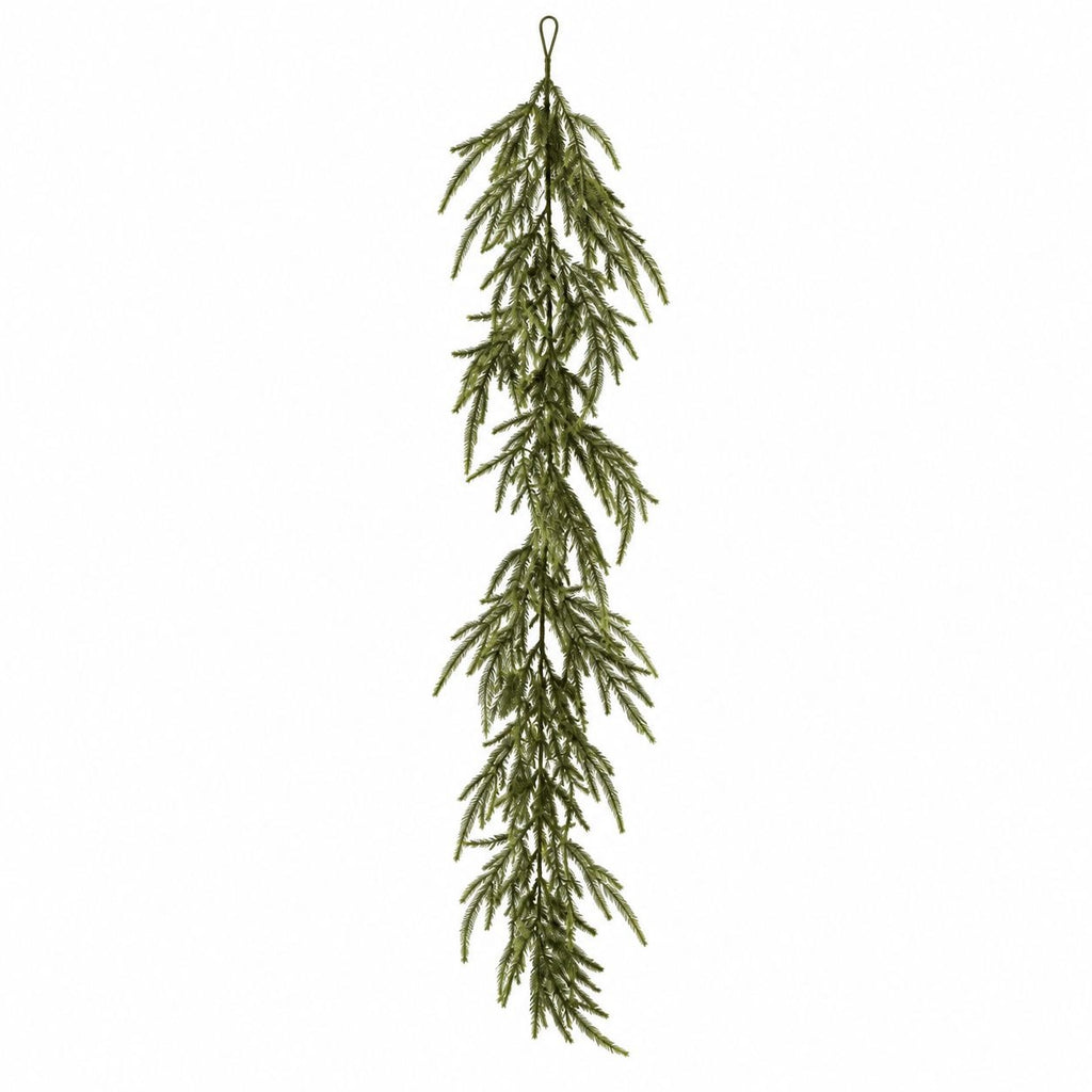 Faux Norfolk Pine Garland, 6 Ft Real Touch Greenery, Primitive Christmas Decor