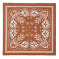 Womens Satin Paisley Wild Rag Scarf Cognac Brown Ivory Western Cowgirl Hair Neck Scarf 35x35