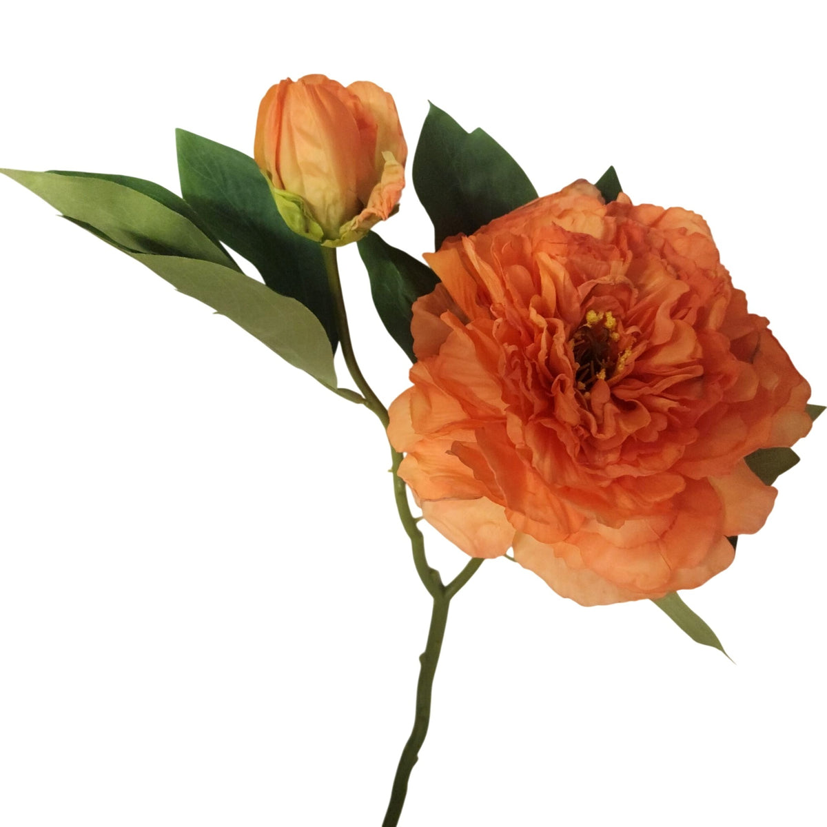 Coral Orange Artificial Faux Peony Stem, 19 Inch, 6 Inch Bloom