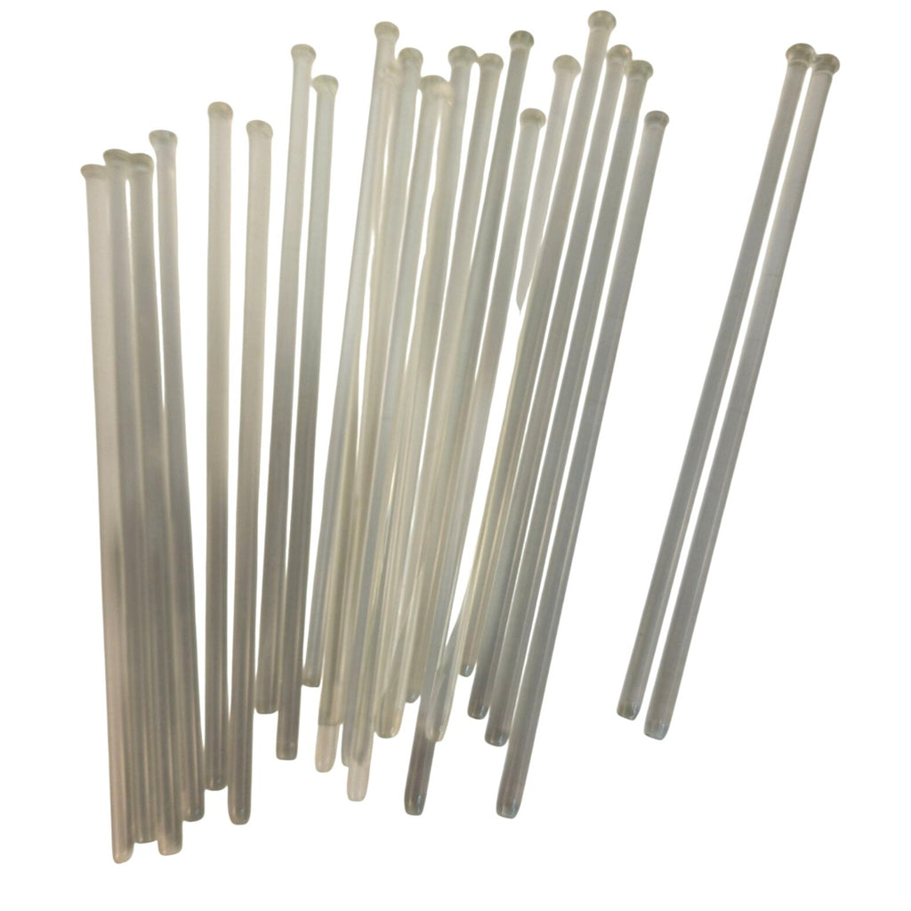 Glass Stir Sticks Set Of 24 - 8" Long Durable Clear Glass Elegant Design